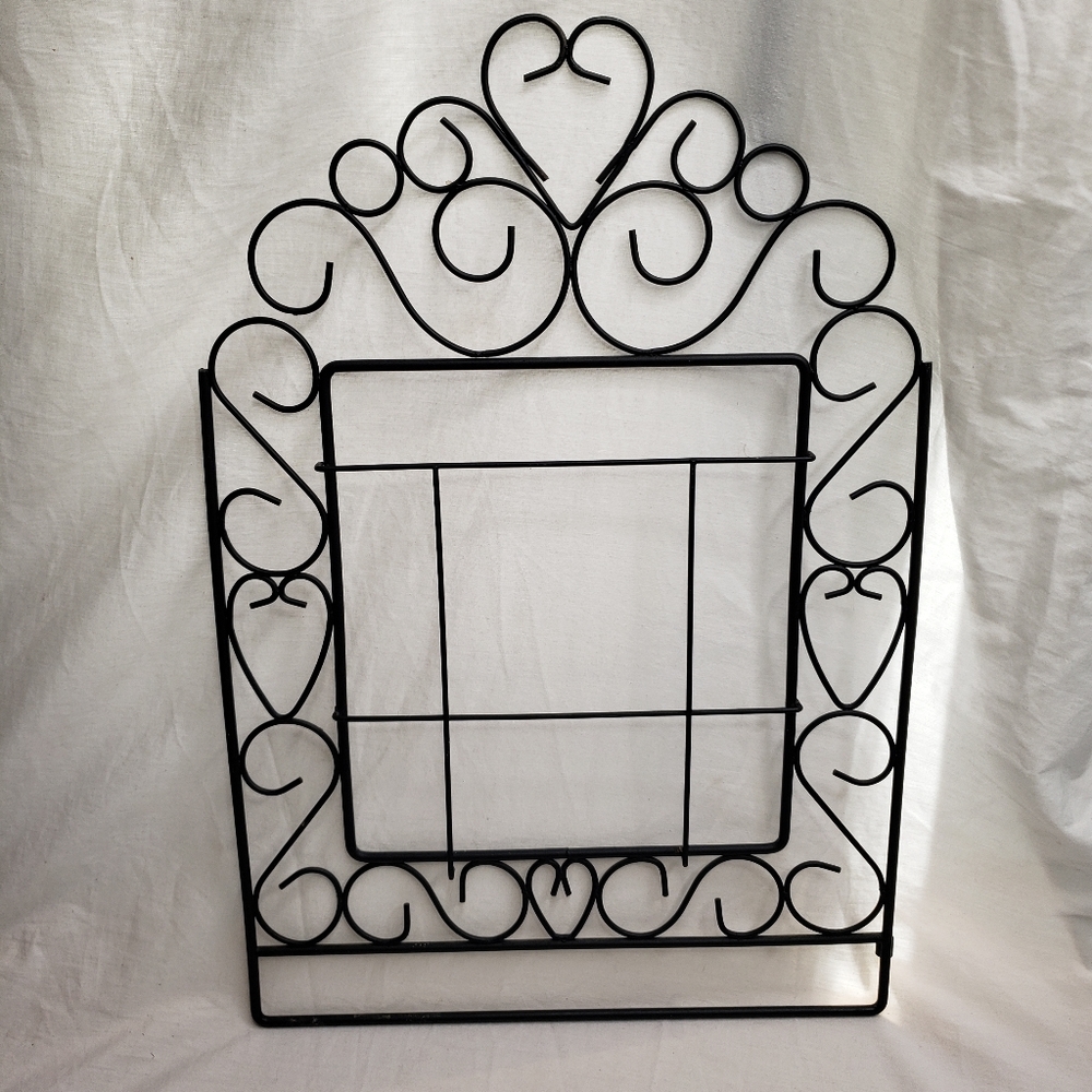 Scrolled Black Metal Picture Frame Slide-in Open Front  17 x 12 Inches
